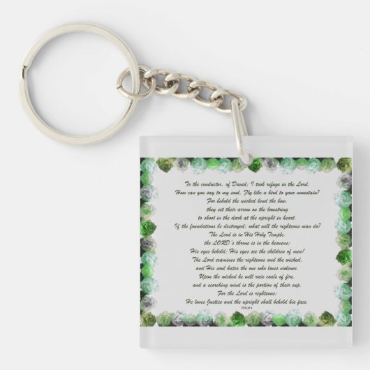 Schrift, psalm 11, Bijbelversie, Sleutelhanger (voorkant)