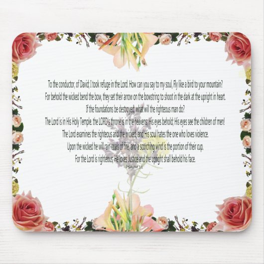 Schrift, Psalm 11, Kleurige Bloem Muismat (Voorkant)