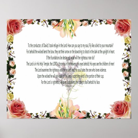 Schrift, Psalm 11, Kleurige Bloem Poster (Voorkant)