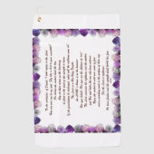 Schrift, psalm 11, Paarse Rozen Golfhanddoek (Voorkant)