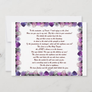 Schrift, psalm 11, Paarse Rozen Kaart