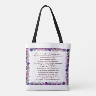 Schrift, psalm 11, Paarse Rozen Tote Bag