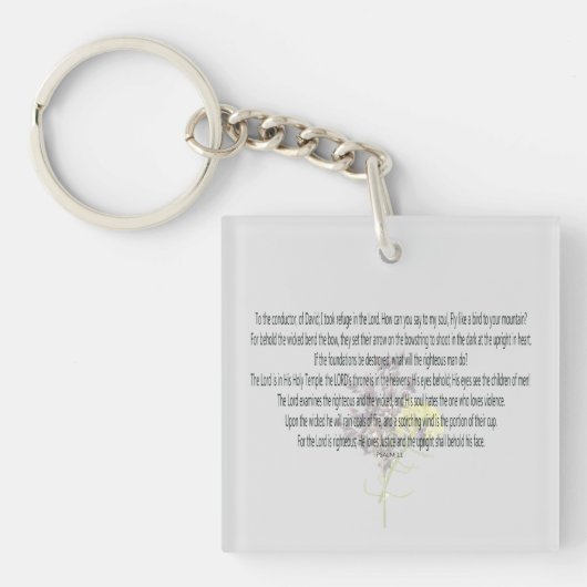 Schrift, psalm 11 sleutelhanger (voorkant)