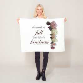 Schrift, psalm 33, witte en roze rozen fleece deken