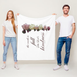 Schrift, psalm 33, witte en roze rozen fleece deken