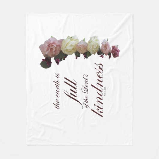 Schrift, psalm 33, witte en roze rozen fleece deken (Voorkant)
