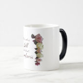 Schrift, psalm 33, witte en roze rozen magische mok (Voorkant rechts)