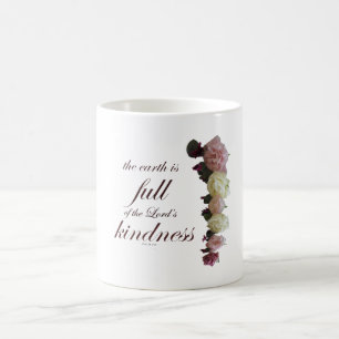 Schrift, psalm 33, witte en roze rozen magische mok