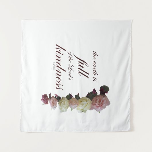 Schrift, psalm 33, witte en roze rozen wandkleed (Voorkant (horizontaal))