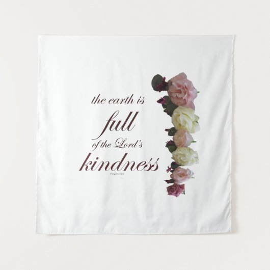 Schrift, psalm 33, witte en roze rozen wandkleed (Voorkant)