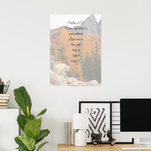 Schrift Psalm 61:2 Rots Hoger dan ik ben Poster (Thuiskantoor)
