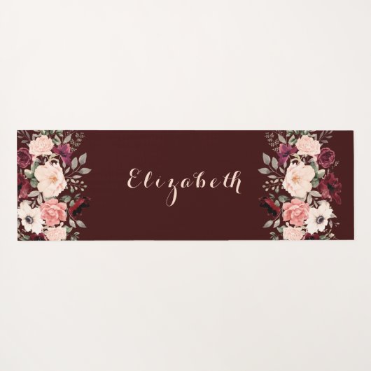 Schrift Psalm 91 Burgundy Blush Floral Yoga Mat (Achterkant (horizontaal))