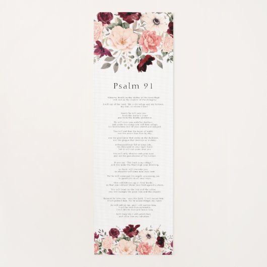 Schrift Psalm 91 Burgundy Blush Floral Yoga Mat (Voorkant)