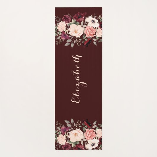 Schrift Psalm 91 Burgundy Blush Floral Yoga Mat (Achterkant)