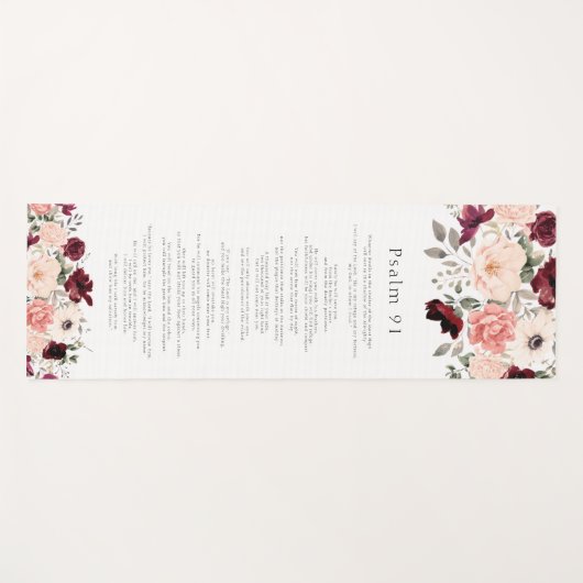 Schrift Psalm 91 Burgundy Blush Floral Yoga Mat (Voorkant (horizontaal))