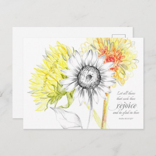 Schrift Psalms 40 Kaart Gele zonnebloemen (Voorkant / Achterkant)