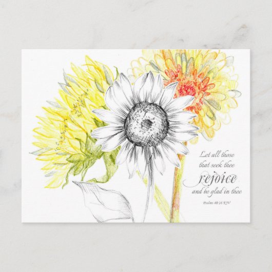 Schrift Psalms 40 Kaart Gele zonnebloemen (Voorkant)