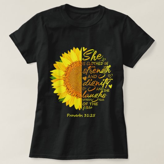 Schrift Religieuze Christelijke Bijbel Verse Sunfl T-shirt (Design voorkant)