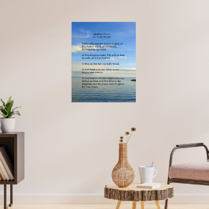 Schrift sjabloon, Het gebed des Heren, zee, lucht Poster