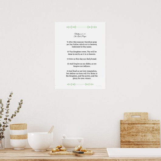Schrift sjabloon, Het gebed des Heren, zwart  Poster (Keuken)