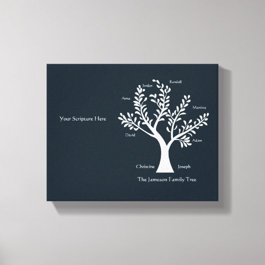 Schrift stamboom canvas Print, med zwart (Voorkant)