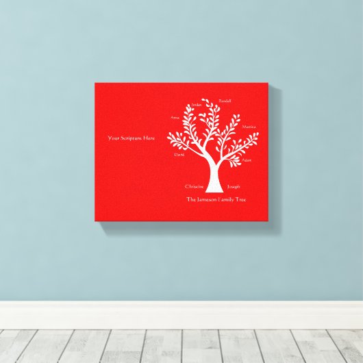 Schrift stamboom canvas Print, rood (Insitu (Houten vloer))