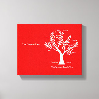 Schrift stamboom canvas Print, rood Afdruk