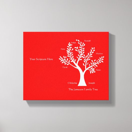 Schrift stamboom canvas Print, rood Afdruk (Voorkant)