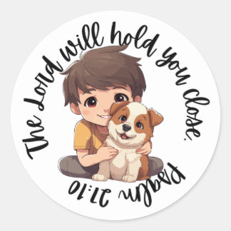 Schrift Sticker (Psalm 27:10 Boy Dog)