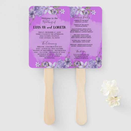 Schrift Trouwprogramma Hand Fan Handwaaier (Voorkant en achterkant)