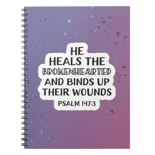 Schrift van de Dag Psalm 147:3 Notitieboek (Voorkant)