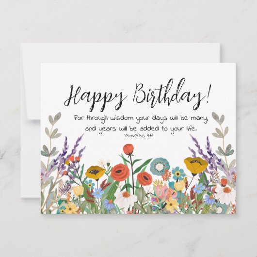 Schrift Verjaardag Wenskaart Spreuken 9:11 Kaart (Voorkant)