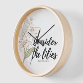 Schrift wandklok beschouwen de lelies (Hoek)