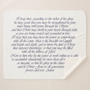 Schrift Word Ephesians 3 Sherpa Blanket Deken