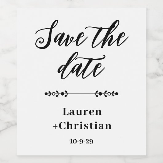 Schrift Zwart-wit Bewaar de datum Wijnlabel Wijn Etiket (Enkel label)