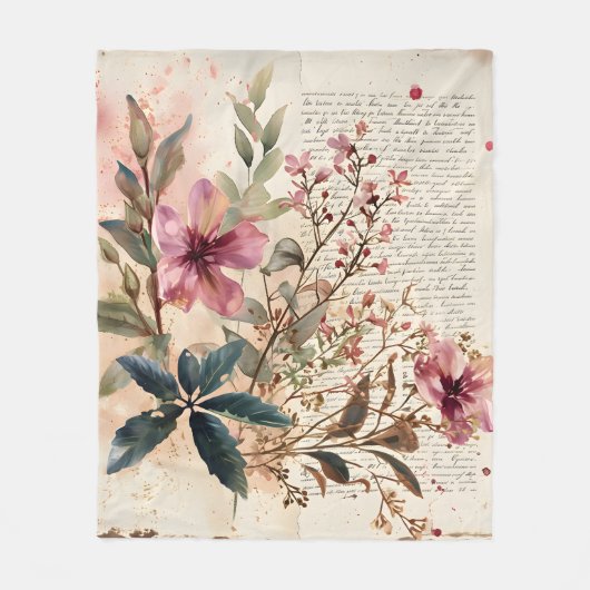 Schriftbloemen Fleece Deken (Voorkant)