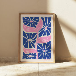 Schriftcitaat JW Inspirerend Blauw Roze Bloemen Poster