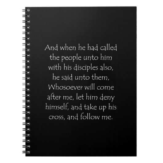Schriftcitaat Markus 8 34 Notitieboek (Voorkant)