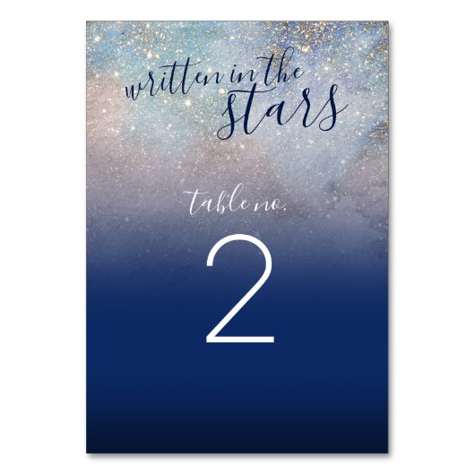 Schriftelijk in de Stars Celestial Navy Galaxy Wed Kaart (Voorkant)