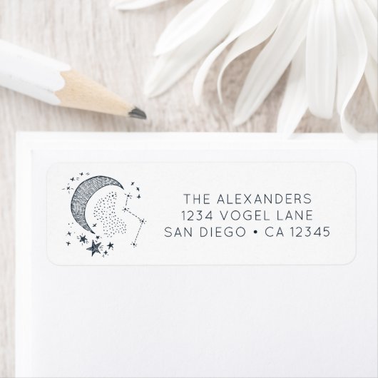 Schriftelijk in de Stars Constellation Etiket (Insitu)