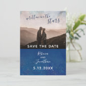 Schriftelijk in de sterrenzee Galaxy Save the Date Kaart (Staand voorkant)