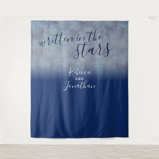 Schriftelijk in het Stars Navy Galaxy Wedding Wandkleed (Voorkant)