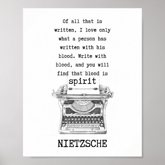 SCHRIFTELIJK, met een citaat van Nietzsche met een Poster (Voorkant)