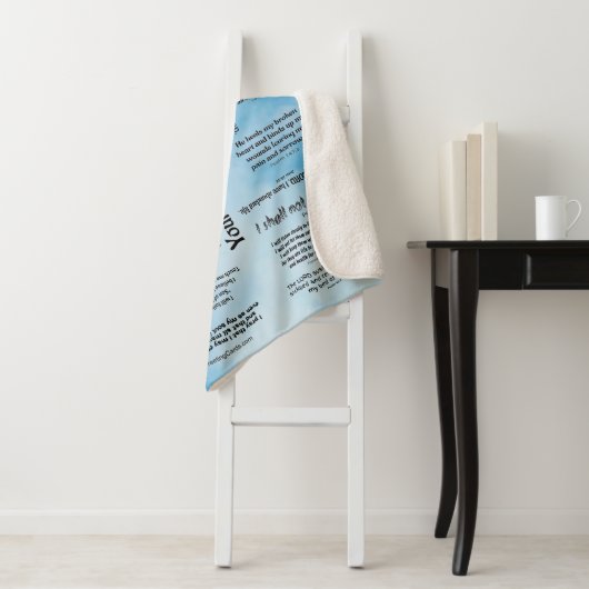 Schriftelijke scripts - Blauwe wolken Sherpa Deken (In situ)