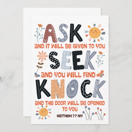 Schriftkaart Bijbel Matteüs 7:7 (Voorkant / Achterkant)