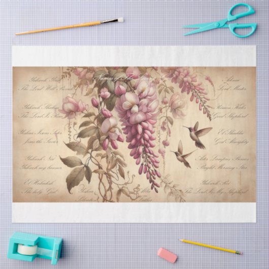 Schriftnamen van God Wisteria Decoupage Tissuepapier (Craft)