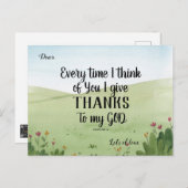 Schriftuur Groet Ansichtkaart Ik Dank God Briefkaart (Voorkant / Achterkant)