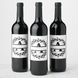 Schrijf A gesplitst monogram aanpassen Wijn Etiket
