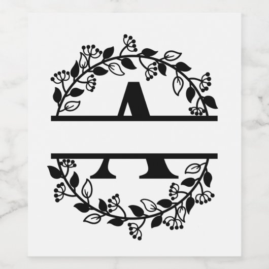 Schrijf A gesplitst monogram aanpassen Wijn Etiket (Enkel label)
