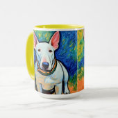 Schrijf Bull Terrier krijt look art koffie mok (Voorkant links)